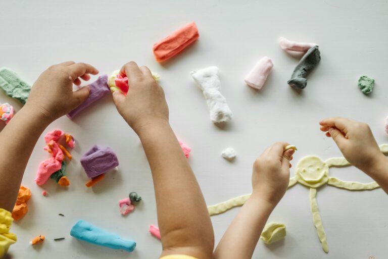 Kids playing with play dough